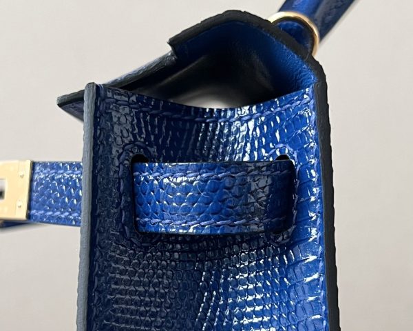 Kelly Mini Lizard Blue Saphir (73) Gold Hardware - Image 9