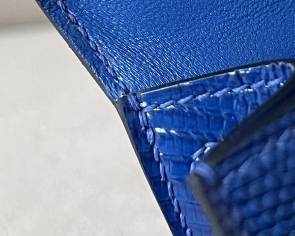 Kelly Mini Lizard Blue Saphir (73) Gold Hardware - Image 10