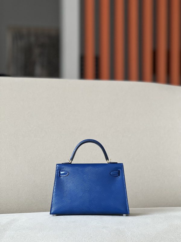 Kelly Mini Lizard Blue Saphir (73) Gold Hardware - Image 3