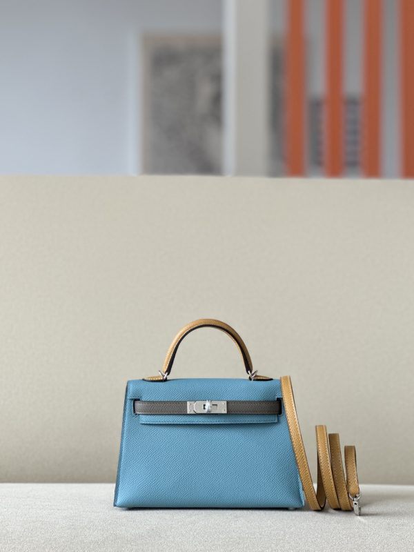 Kelly Mini HSS Epsom New Bleu Jean(D2), Sesame(2S) And Etain(8F) Palladium Hardware