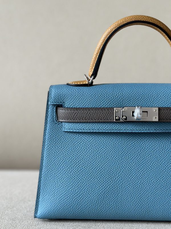 Kelly Mini HSS Epsom New Bleu Jean(D2), Sesame(2S) And Etain(8F) Palladium Hardware - Image 11