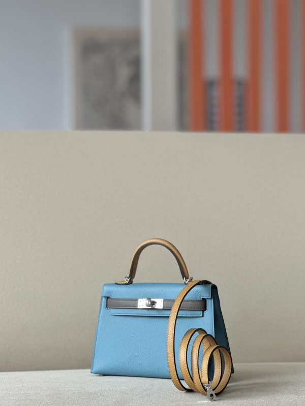 Kelly Mini HSS Epsom New Bleu Jean(D2), Sesame(2S) And Etain(8F) Palladium Hardware - Image 3