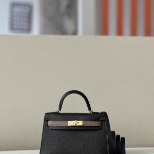 Kelly Mini HSS Epsom Ecorce(4C), Etoupe(18) And Nior(89) Gold Hardware