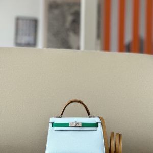 Kelly Mini HSS Epsom Blue Brume(T0), Sesame(2S) And Vert Jade(O6) Palladium Hardware