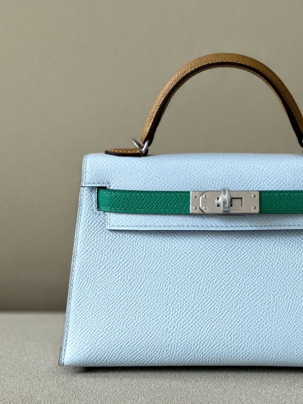 Kelly Mini HSS Epsom Blue Brume(T0), Sesame(2S) And Vert Jade(O6) Palladium Hardware - Image 11