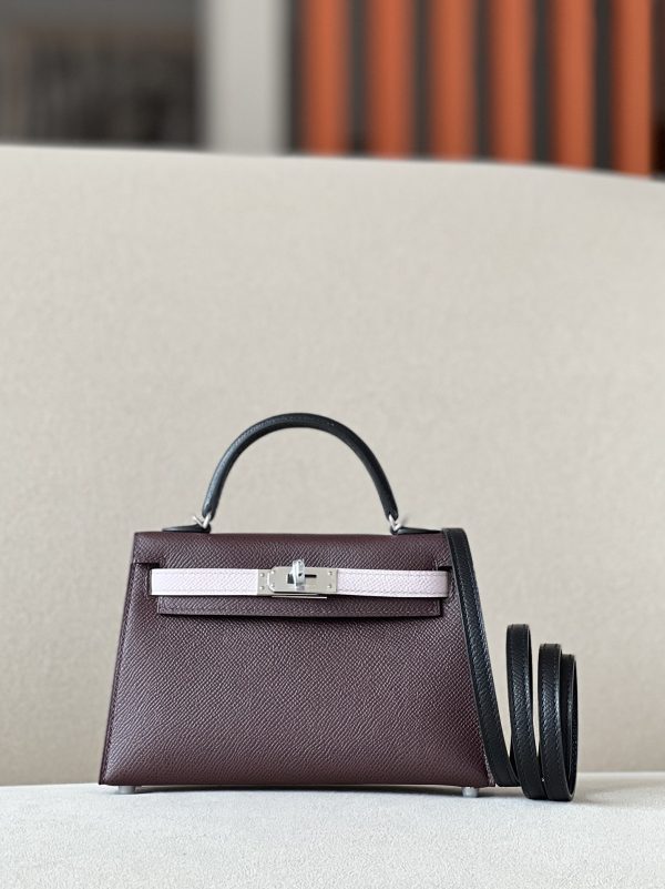 Kelly Mini HSS Epsom Rouge Sellier(0G), Nior(89) And Rouge H(55) Palladium Hardware