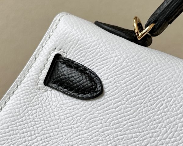 Kelly Mini HSS Epsom Nior(89) And Blanc(01)Gold Hardware - Image 9