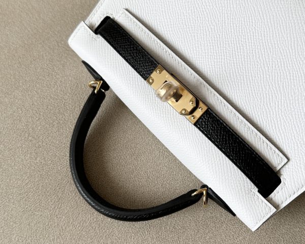Kelly Mini HSS Epsom Nior(89) And Blanc(01)Gold Hardware - Image 4