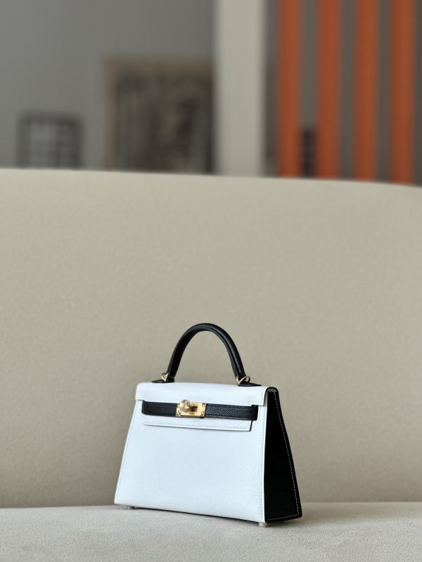 Kelly Mini HSS Epsom Nior(89) And Blanc(01)Gold Hardware - Image 3