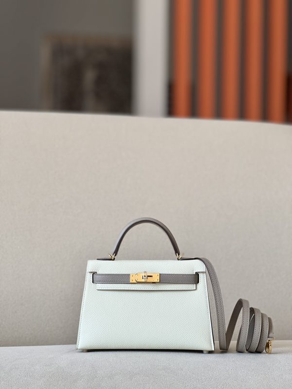 Kelly Mini HSS Epsom Nata(I2) And Gris Asphalte(M8)Gold Hardware