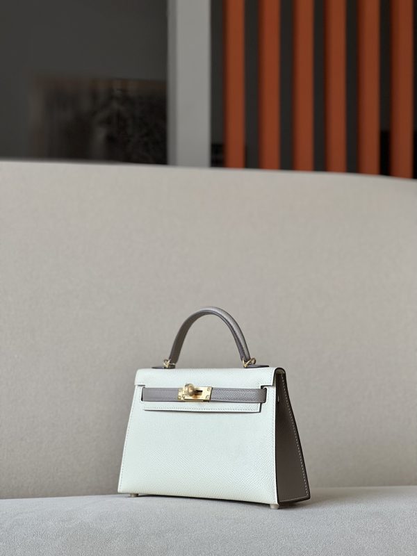Kelly Mini HSS Epsom Nata(I2) And Gris Asphalte(M8)Gold Hardware - Image 2