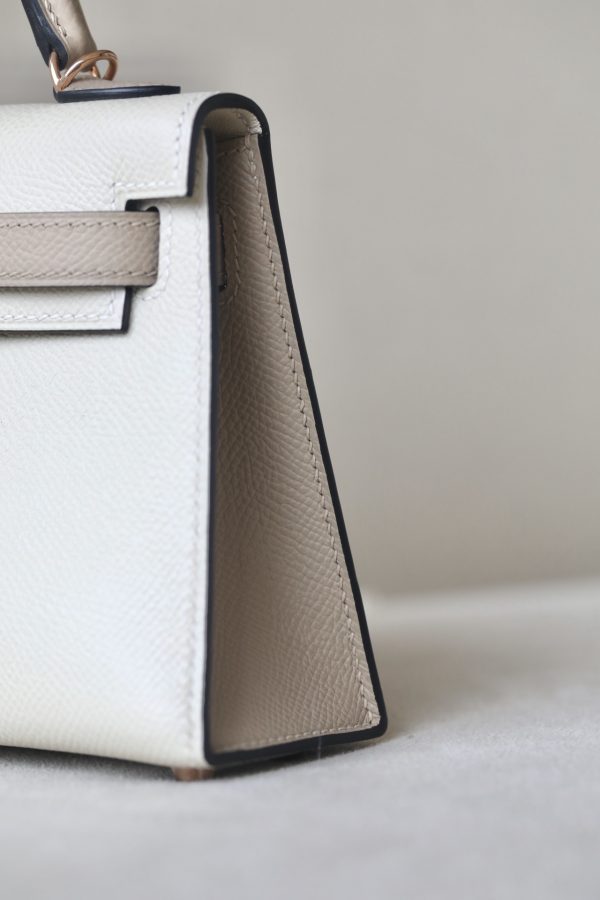 Kelly Mini HSS Epsom Craie(10) And Trench(S2)Rose Gold Hardware - Image 9