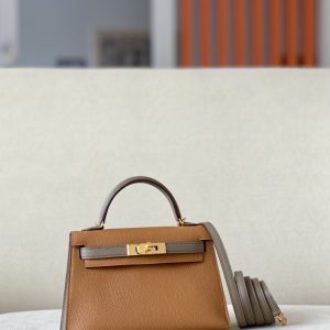 Kelly Mini HSS Epsom Gold(37) And Etoupe(18)Gold Hardware