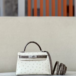 Kelly Mini HSS Ostrich Beton(8L) And Gris Asphalte(M8)Palladium Hardware