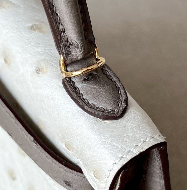 Kelly Mini HSS Ostrich Beton(8L) And Gris Asphalte(M8)Gold Hardware - Image 9