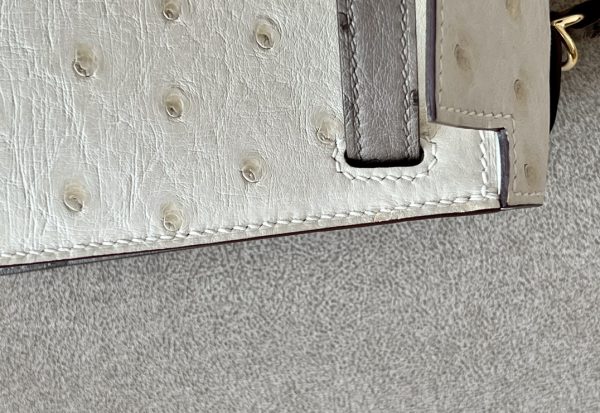 Kelly Mini HSS Ostrich Beton(8L) And Gris Asphalte(M8)Gold Hardware - Image 5
