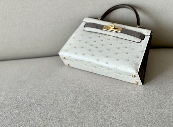 Kelly Mini HSS Ostrich Beton(8L) And Gris Asphalte(M8)Gold Hardware - Image 4