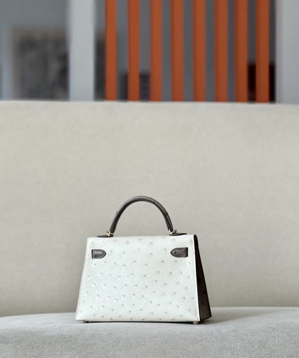 Kelly Mini HSS Ostrich Beton(8L) And Gris Asphalte(M8)Gold Hardware - Image 2