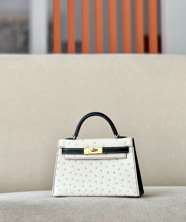 Kelly Mini HSS Ostrich Beton(8L) And Nior(89)Gold Hardware - Image 2