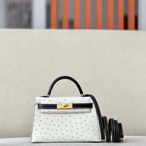 Kelly Mini HSS Ostrich Beton(8L) And Nior(89)Gold Hardware