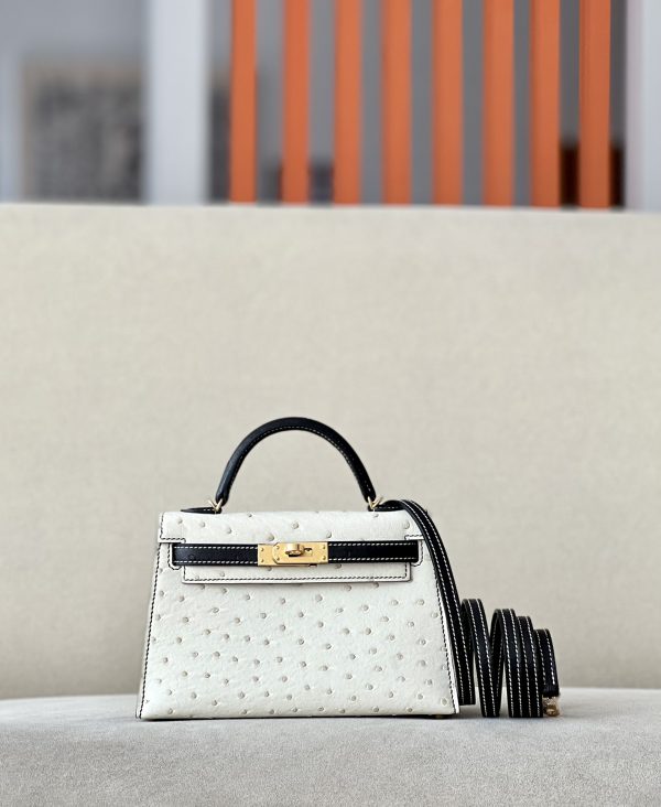 Kelly Mini HSS Ostrich Beton(8L) And Nior(89)Gold Hardware
