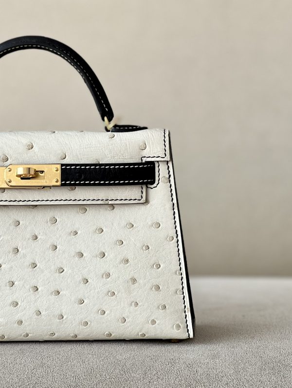 Kelly Mini HSS Ostrich Beton(8L) And Nior(89)Gold Hardware - Image 4