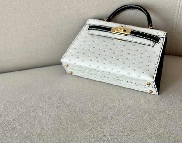 Kelly Mini HSS Ostrich Beton(8L) And Nior(89)Gold Hardware - Image 5