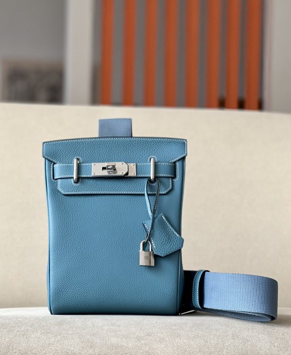 Birkin Hac a Dos PM Backpack Togo Blue Jean (75) Palladium Hardware