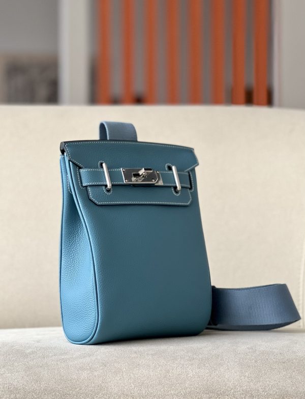 Birkin Hac a Dos PM Backpack Togo Blue Jean (75) Palladium Hardware - Image 2