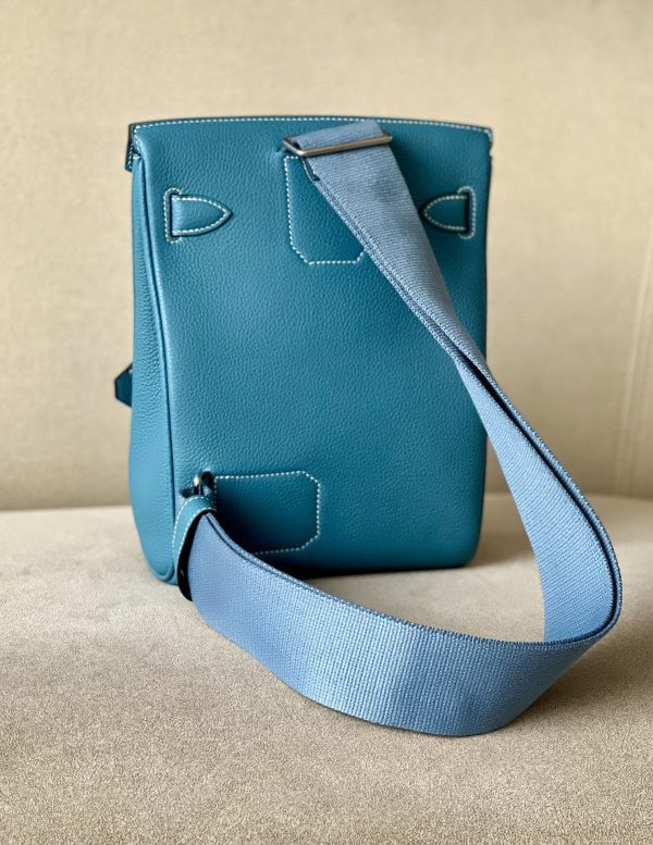 Birkin Hac a Dos PM Backpack Togo Blue Jean (75) Palladium Hardware - Image 3