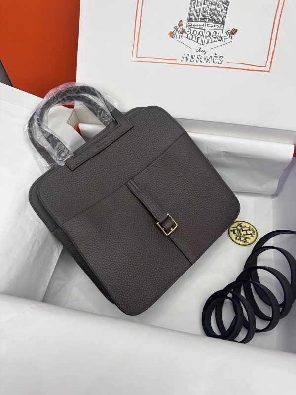 Hermes Halzan 25 Clemence Etain (8F) Gold Hardware - Image 2