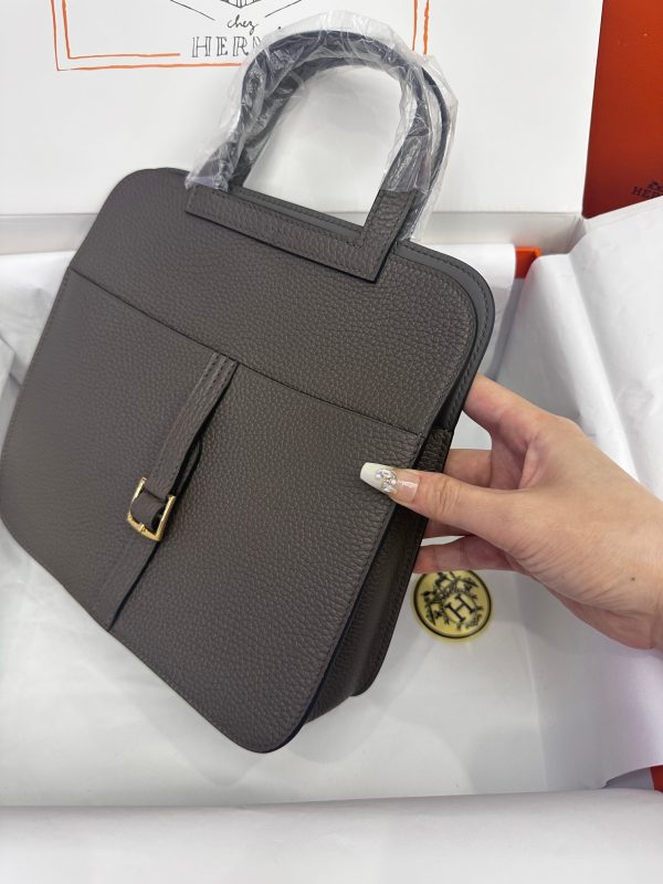 Hermes Halzan 25 Clemence Etain (8F) Gold Hardware - Image 3