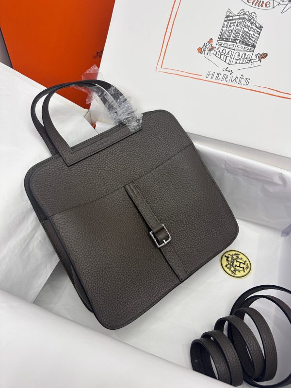 Hermes Halzan 25 Clemence Etain (8F) Gold Hardware - Image 6