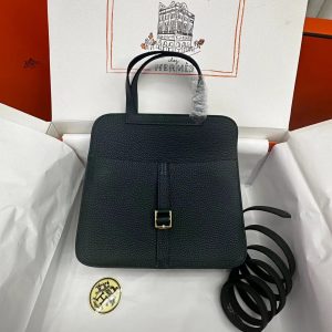 Hermes Halzan 25 Clemence Vert Cypres (6O) Palladium Hardware
