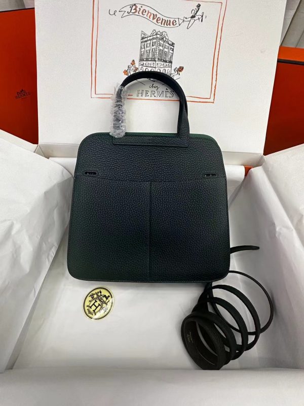 Hermes Halzan 25 Clemence Vert Cypres (6O) Palladium Hardware - Image 2