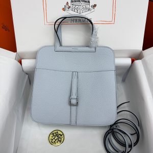 Hermes Halzan 25 Clemence Azur (7R) Palladium Hardware