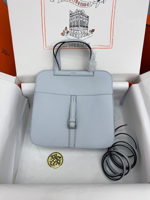 Hermes Halzan 25 Clemence Azur (7R) Palladium Hardware