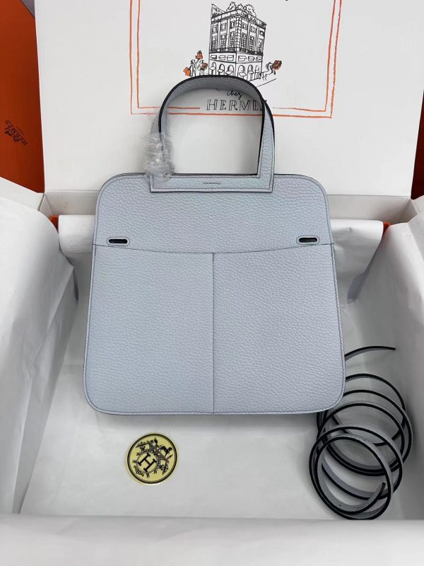 Hermes Halzan 25 Clemence Azur (7R) Palladium Hardware - Image 2