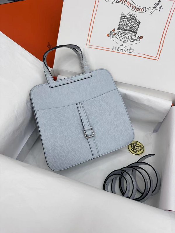 Hermes Halzan 25 Clemence Azur (7R) Palladium Hardware - Image 4