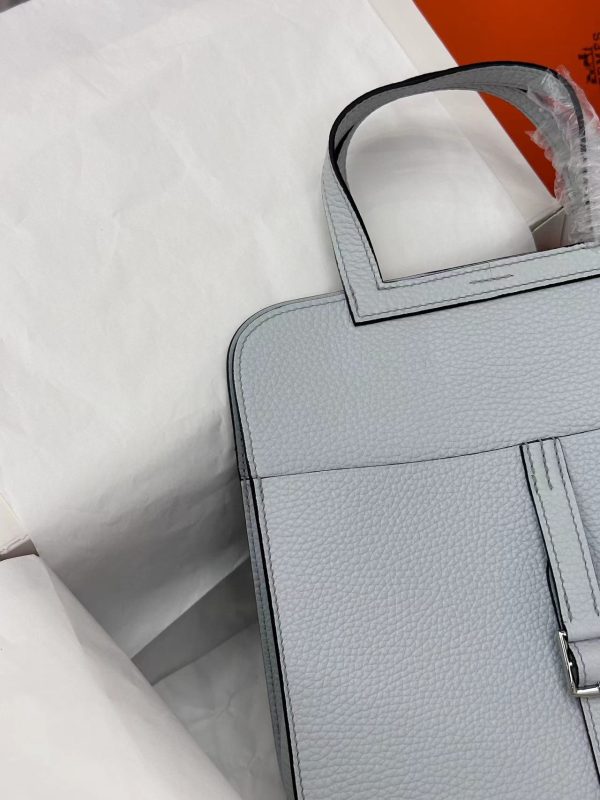 Hermes Halzan 25 Clemence Azur (7R) Palladium Hardware - Image 5