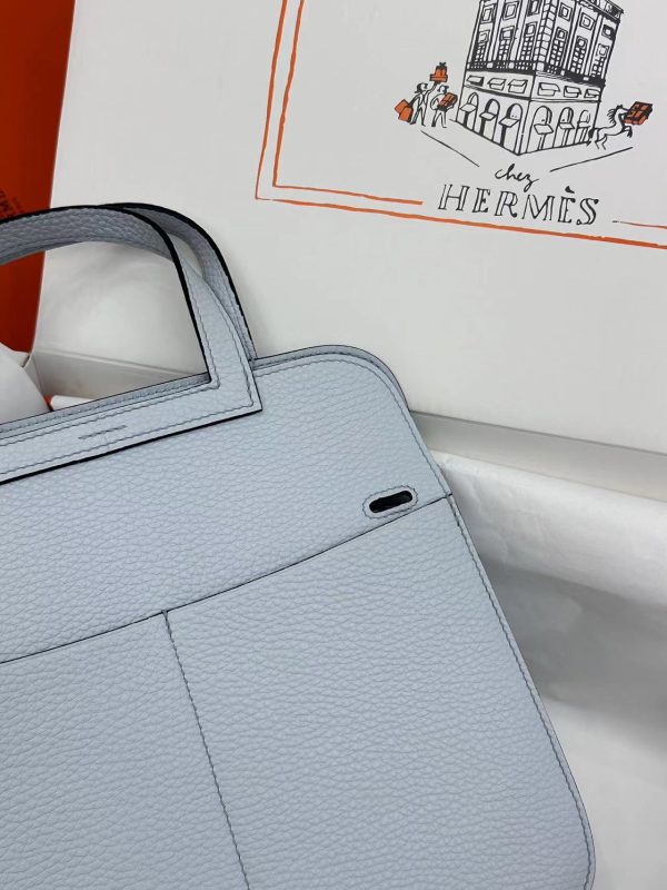 Hermes Halzan 25 Clemence Azur (7R) Palladium Hardware - Image 6