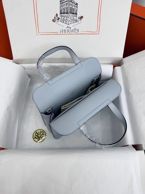 Hermes Halzan 25 Clemence Azur (7R) Palladium Hardware - Image 7