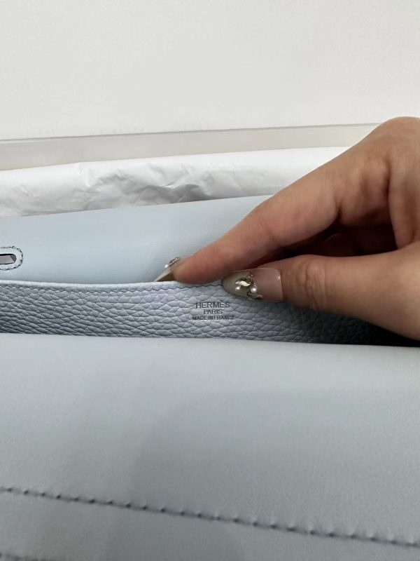 Hermes Halzan 25 Clemence Azur (7R) Palladium Hardware - Image 8