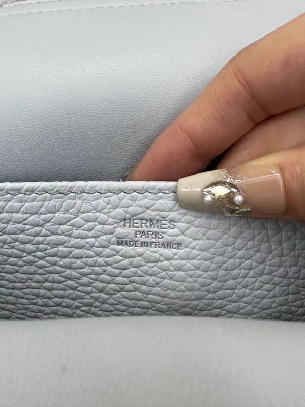 Hermes Halzan 25 Clemence Azur (7R) Palladium Hardware - Image 9