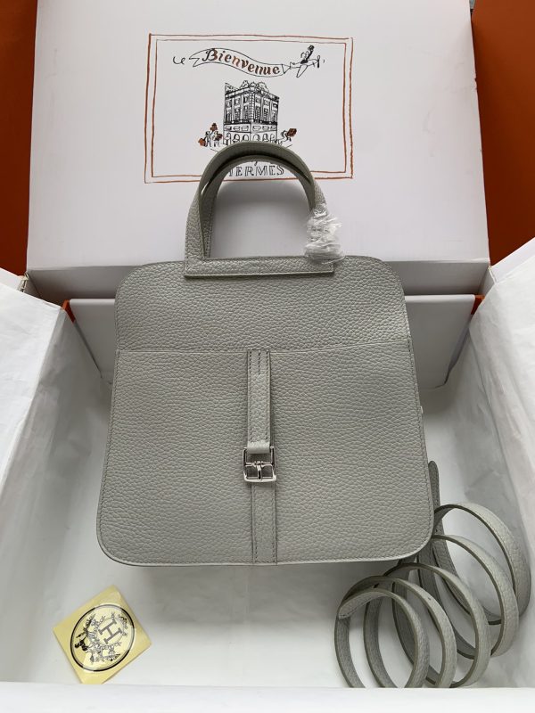 Hermes Halzan 25 Clemence Gris Perle (80) Palladium Hardware