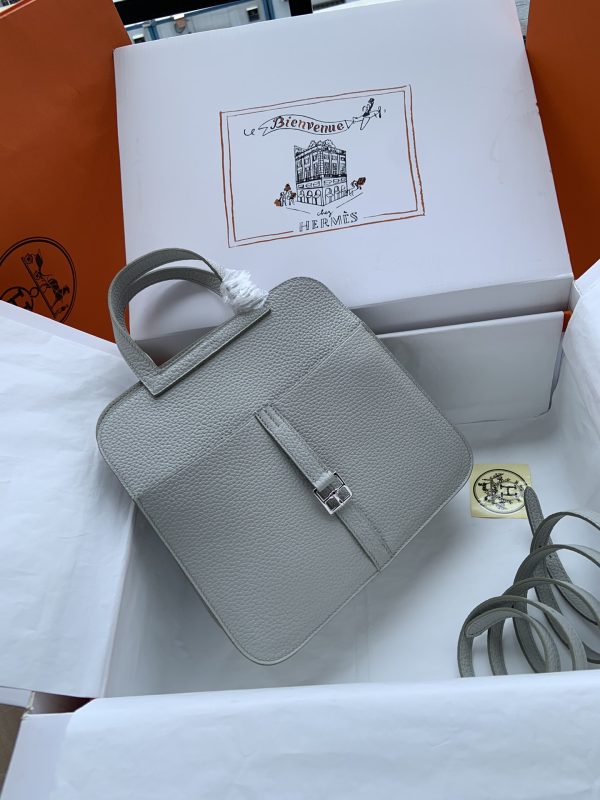 Hermes Halzan 25 Clemence Gris Perle (80) Palladium Hardware - Image 4