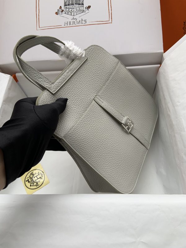 Hermes Halzan 25 Clemence Gris Perle (80) Palladium Hardware - Image 5