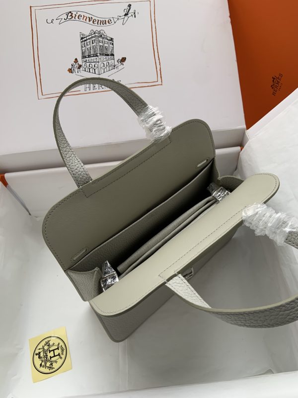 Hermes Halzan 25 Clemence Gris Perle (80) Palladium Hardware - Image 8