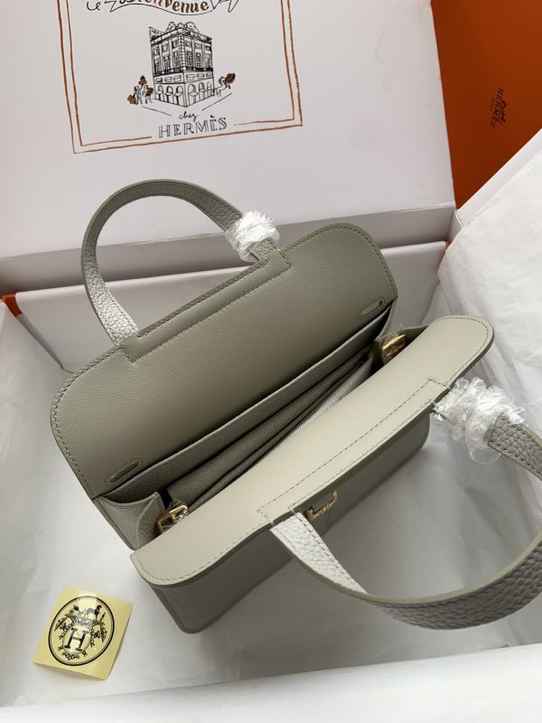 Hermes Halzan 25 Clemence Gris Perle (80) Gold Hardware - Image 2