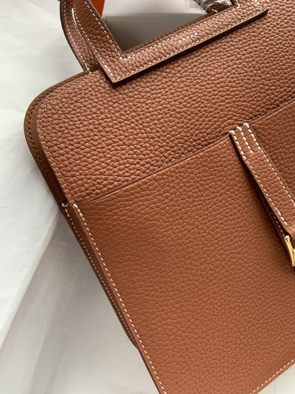 Hermes Halzan 25 Clemence Gold (37) Gold Hardware - Image 9